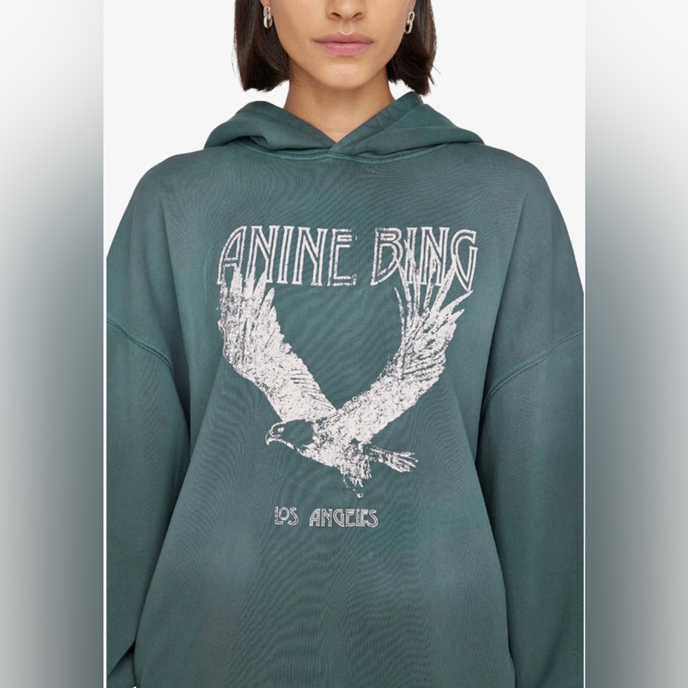 Anine Bing - Ash Hoodie Eagle - Faded Emerald Green - Picture 2 of 13